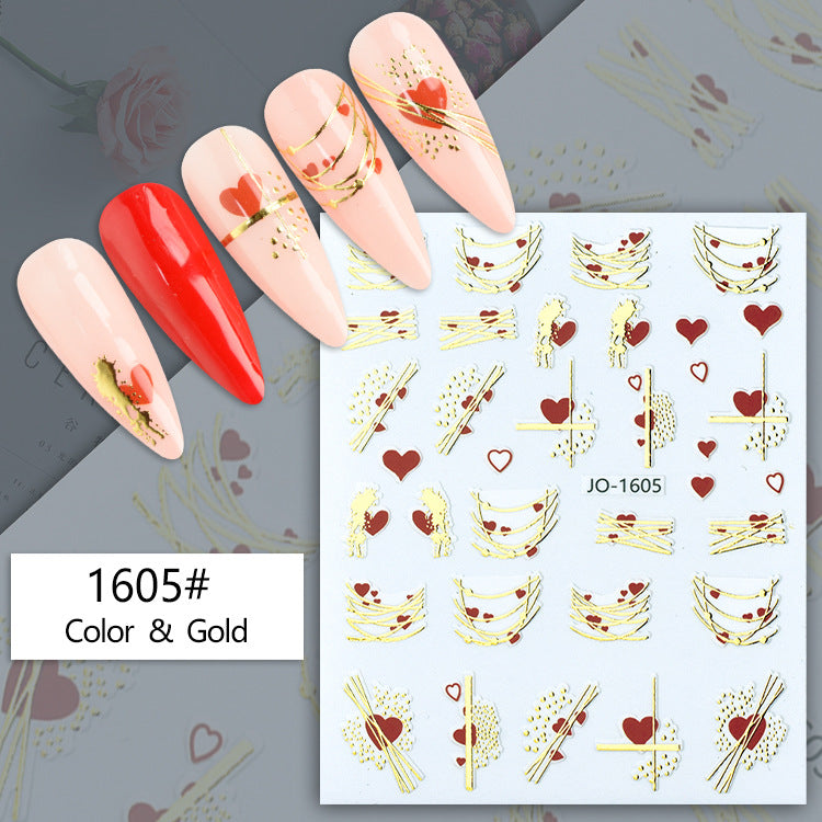 Geometric Abstract Gilding Leaves Color Hawaiian Nail Stickers