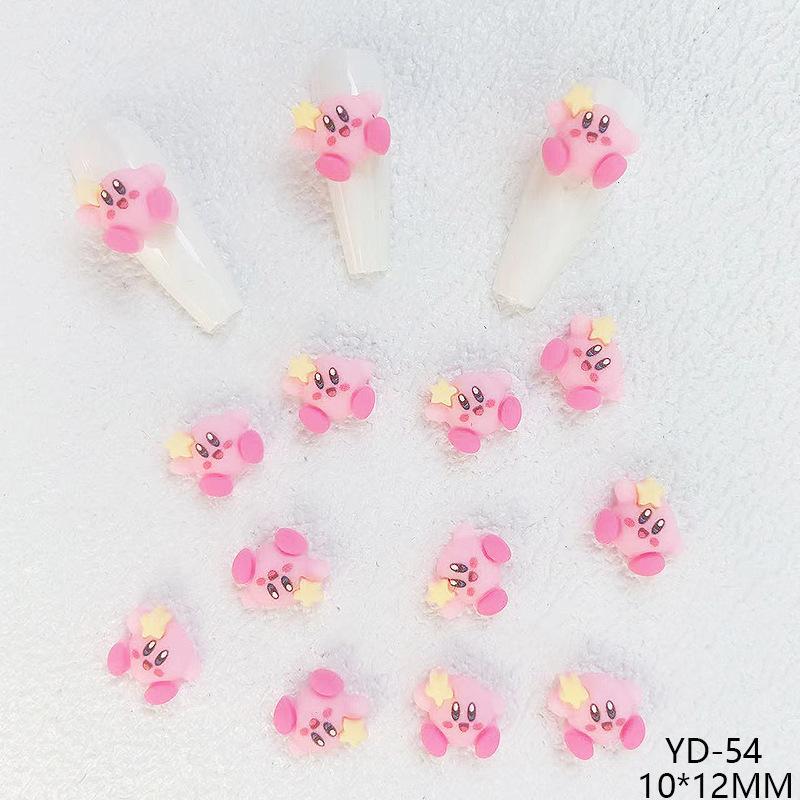 Cartoons Animation Cute Kirby Doll Ornament Resin Nail Care Nail Art