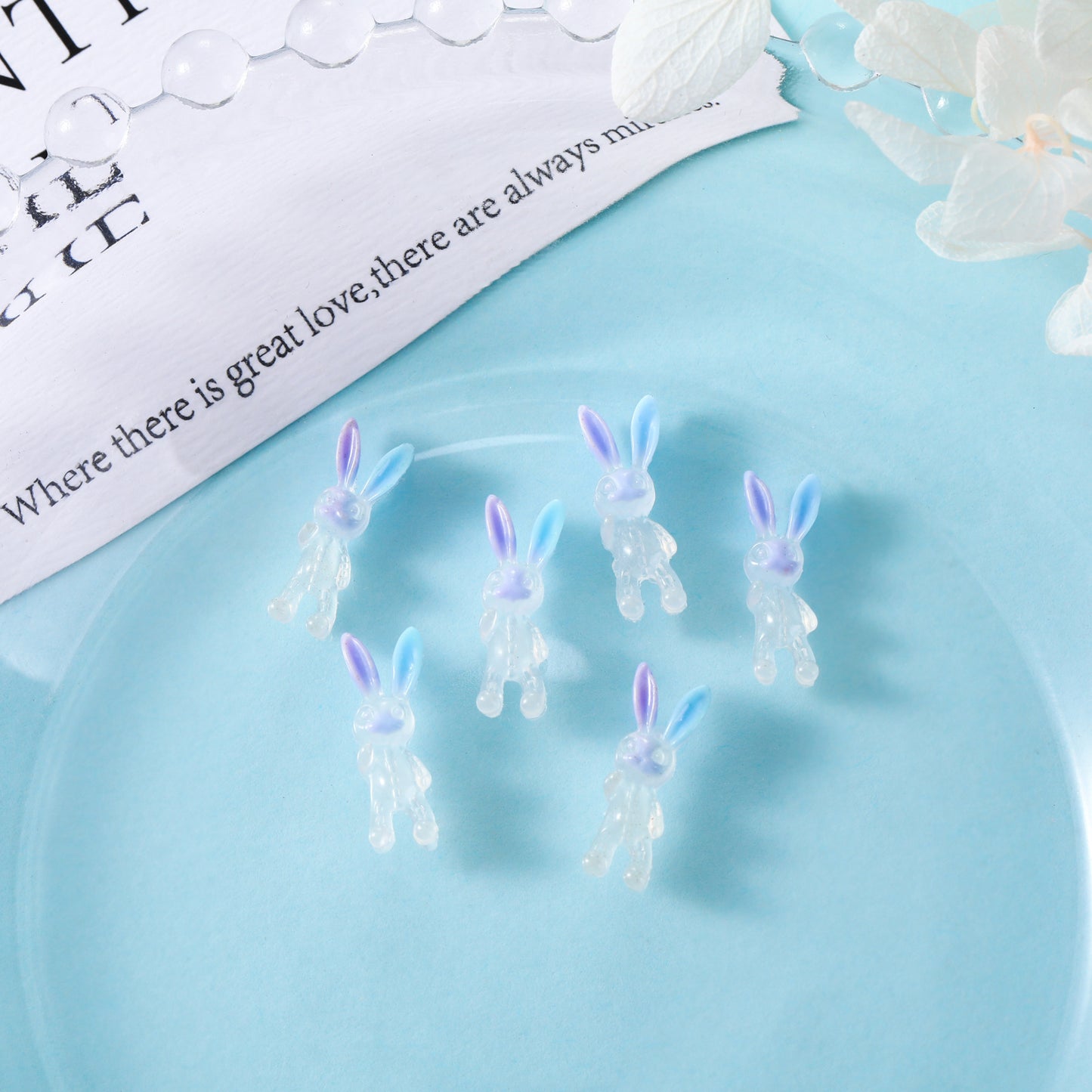 Luminous Skull Rabbit Ornament Cute Cartoon Nail Care Nail Art