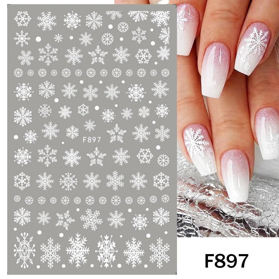 Christmas White Snowflake Winter Ballet Adhesive Nail Stickers