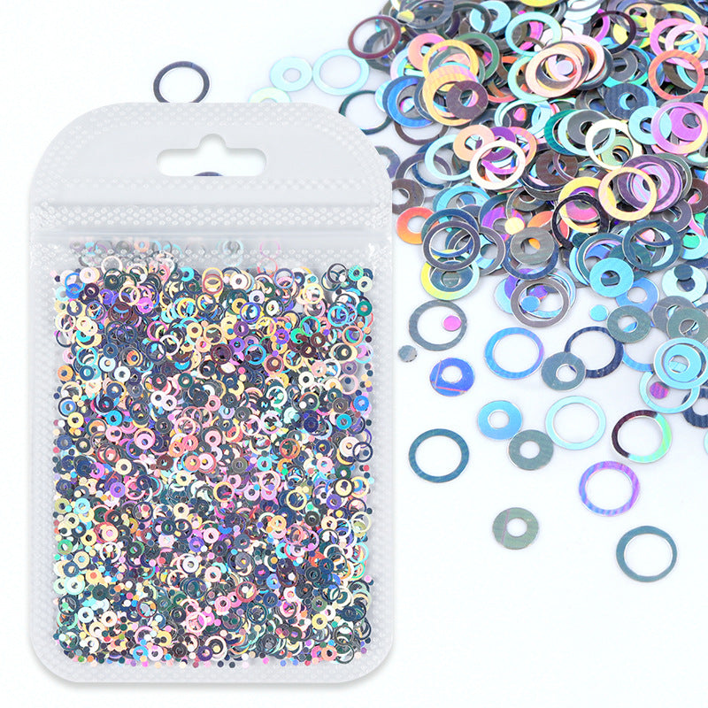 Flash Laser Hollow Round Sequins Mixed Color Nail Care Nail Art