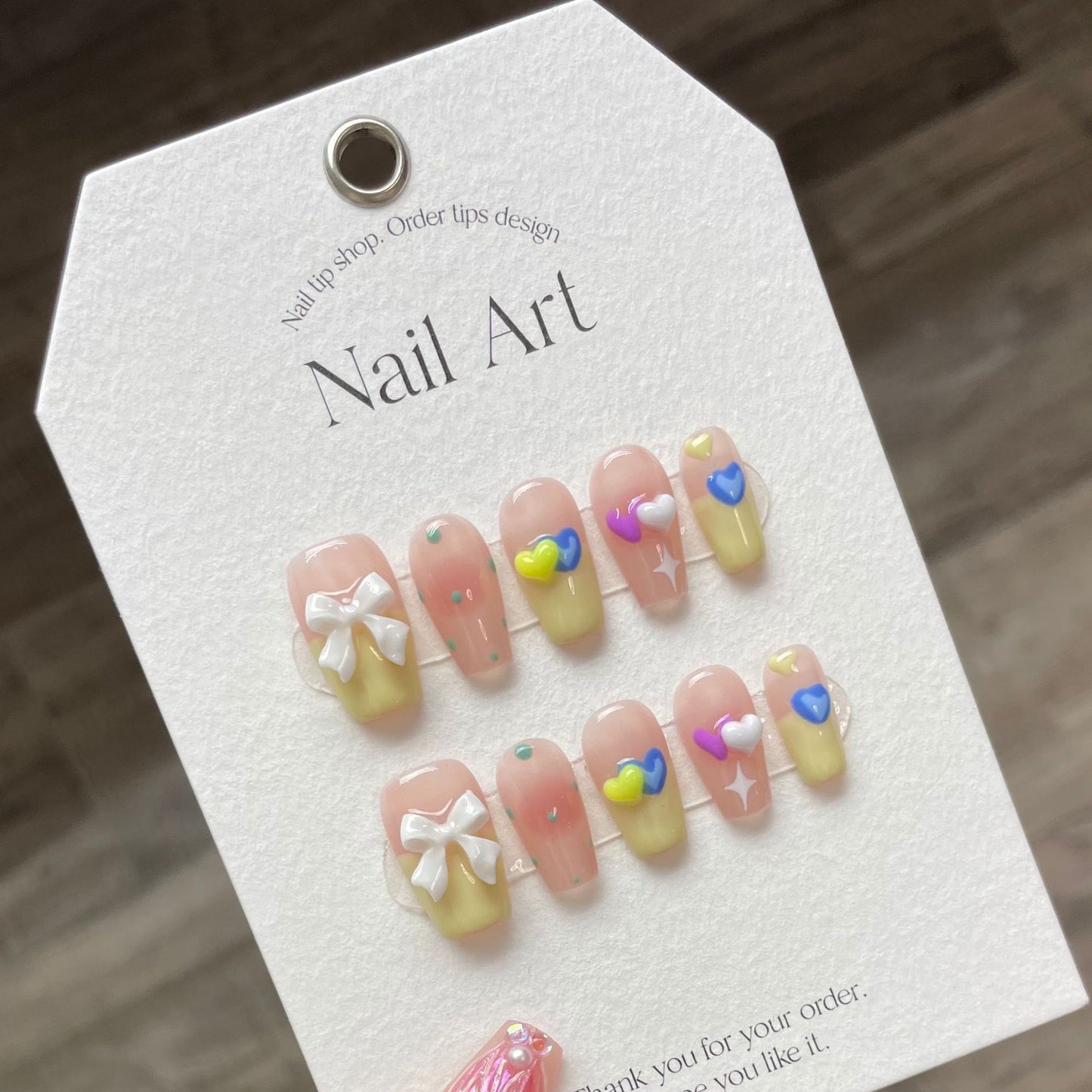 Heart Blush Candy Handmade Wear Finished Beauty Fake Nail Art