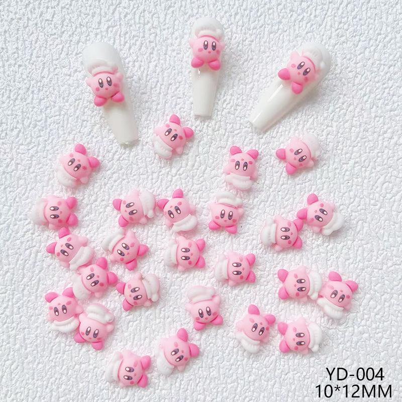 Cartoons Animation Cute Kirby Doll Ornament Resin Nail Care Nail Art