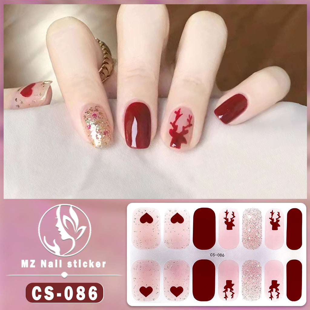 Autocollants pour ongles en gel imperméables avec motif floral à carreaux