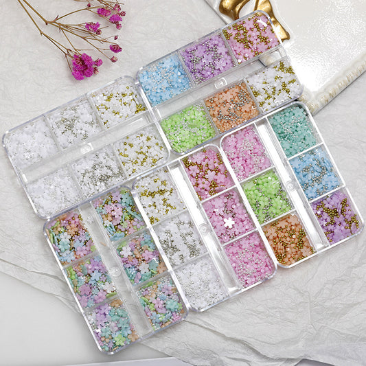 Coffret d'accessoires pour ongles à cinq pétales de fleurs