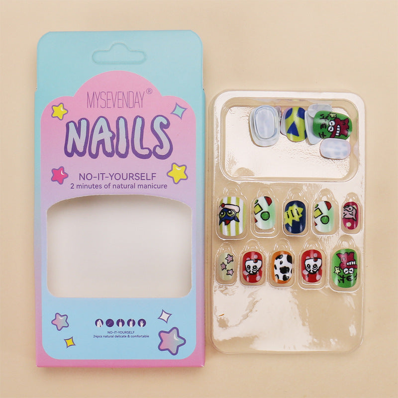 Autocollants pour ongles détachables avec motif dessin animé mignon