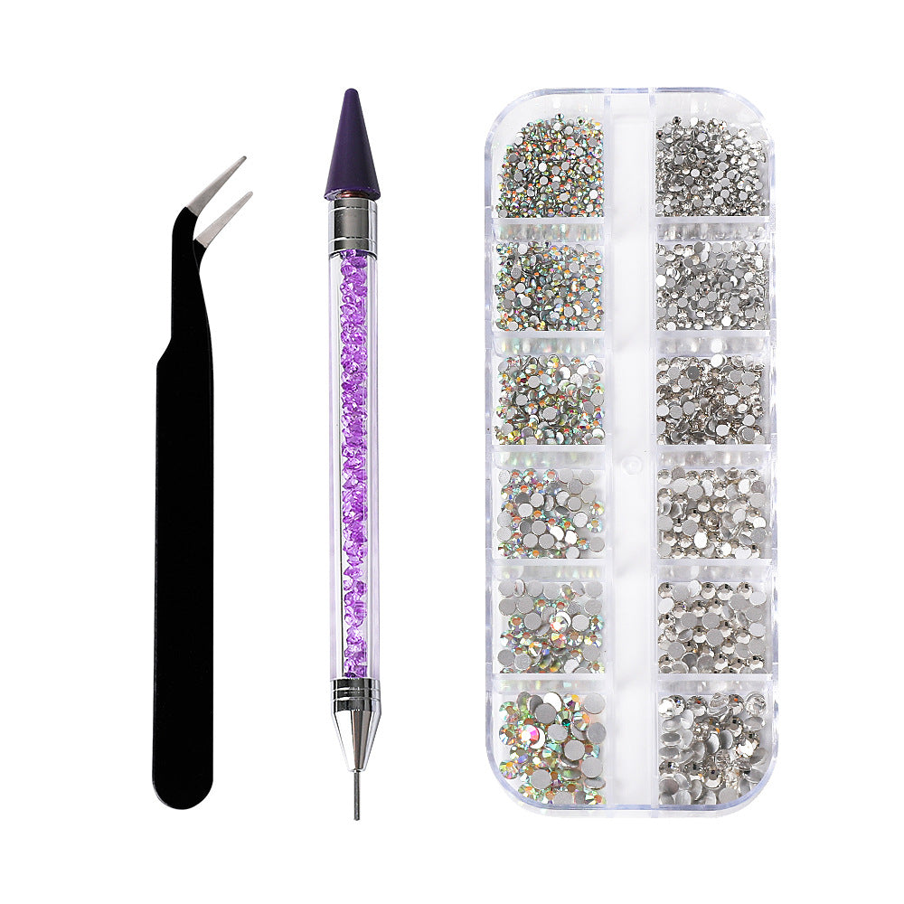 Ensemble d'outils de forage pour ongles avec pince à crayon à double tête et strass