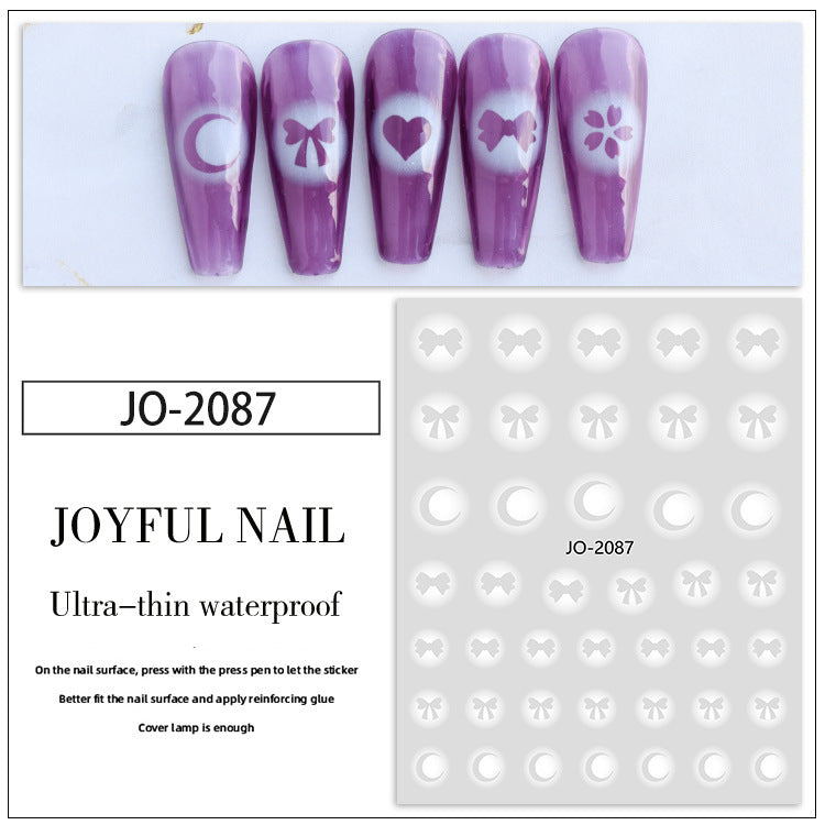 Hollow Gradient White Smudges Butterfly Love Nail Stickers