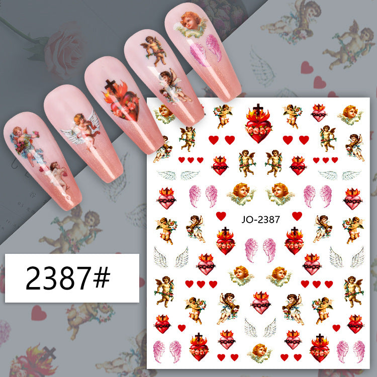 Retro Virgin Little Pattern Cupid Angel Nail Stickers