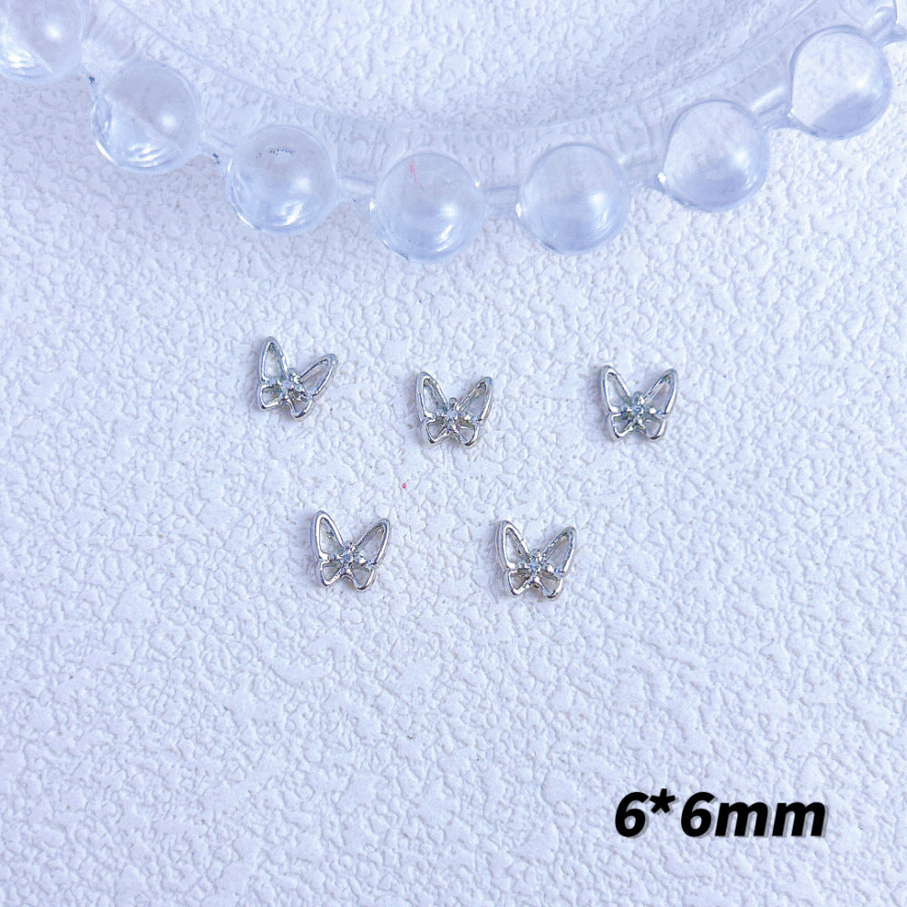 Bow Butterfly Sier Series Ornament Handmade Nail Care Nail Art