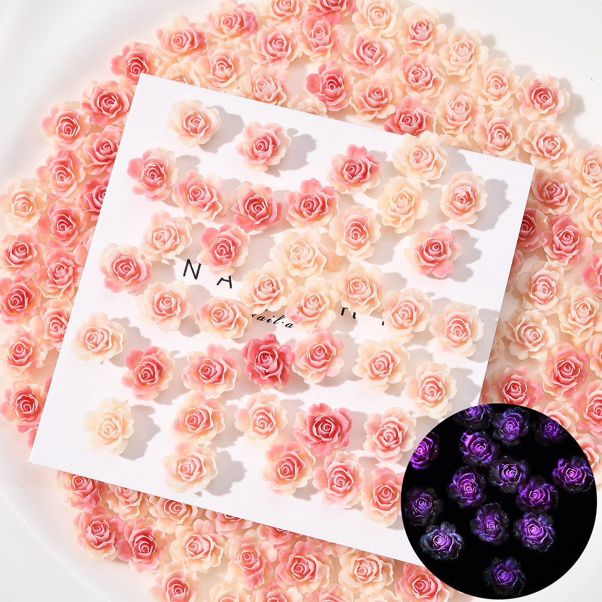 Fleur en résine mélangée de taille tridimensionnelle pour soins des ongles Nail Art