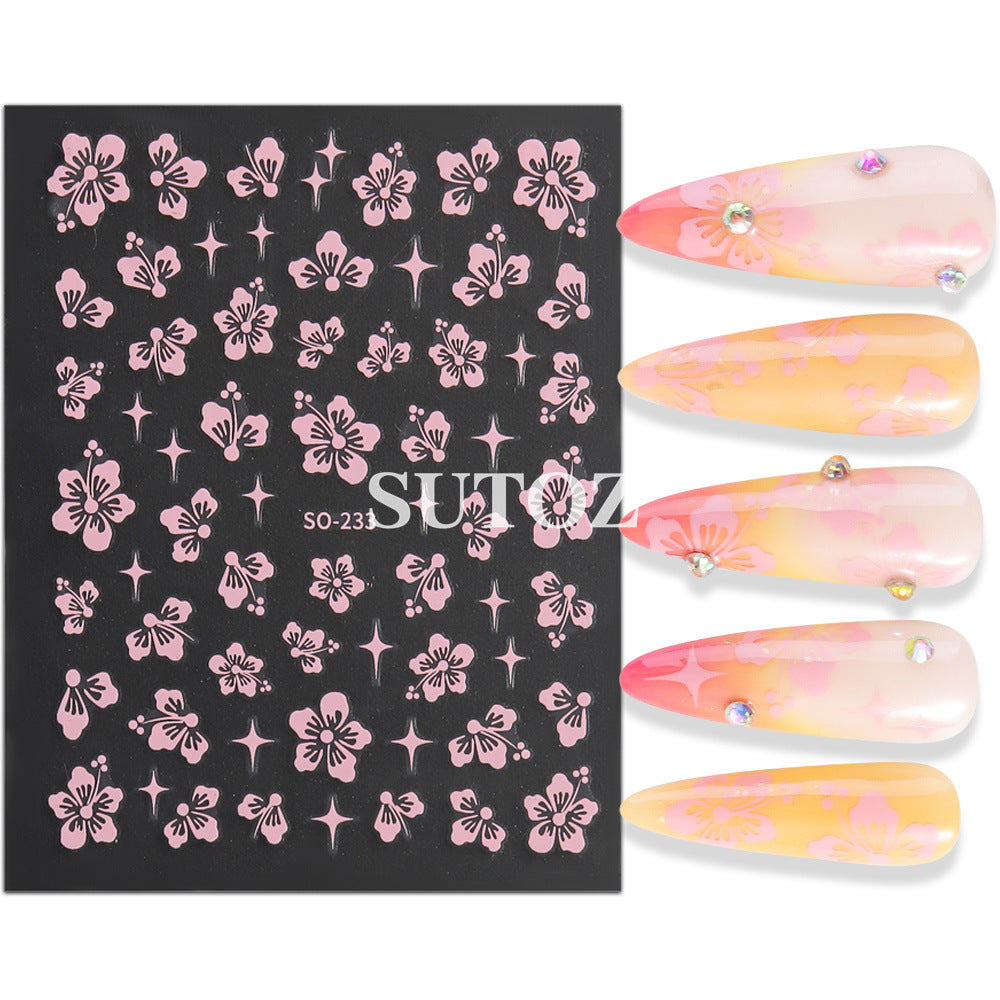 Summer Fresh Romantic Cherry Blossoms Back Nail Stickers