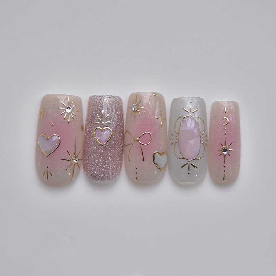 Elegant Jelly Cute Golden Edge Love Nail Stickers