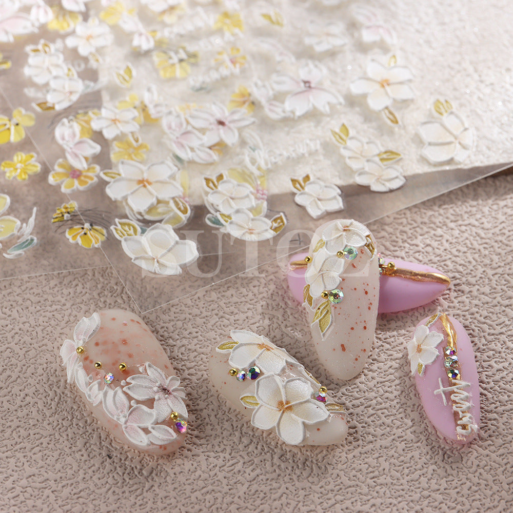 Spring Fresh Relief Three-dimensional Kapok Osmanthus Nail Stickers