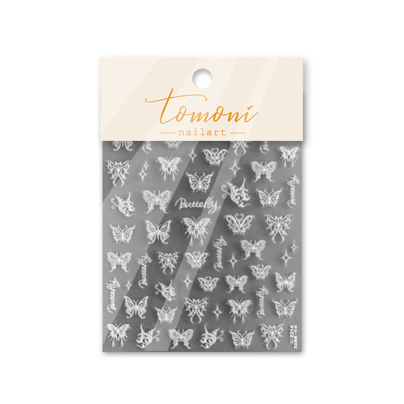 Liquid Butterfly Embossed Hollow Lines Fairy Nail Stickers