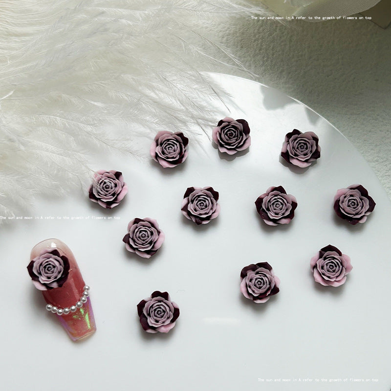 Rose en fleurs de couleur unie en gros Soins des ongles purs Nail Art