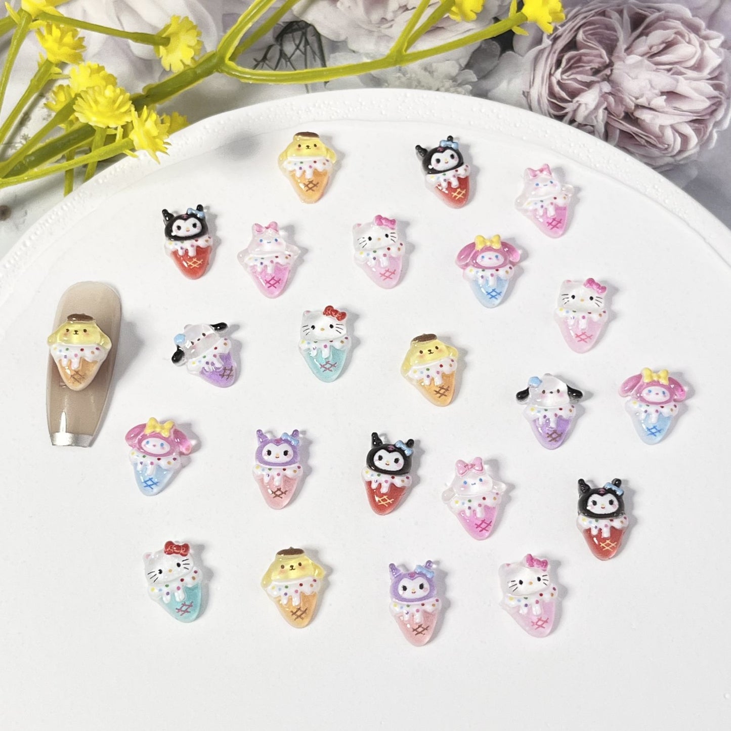 Ice Cream Cartoon Ornament Cute Cat Nail Care Nail Art