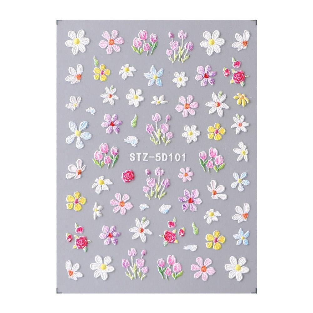 Spring Relief Small Daisy Flower Adhesive Nail Stickers