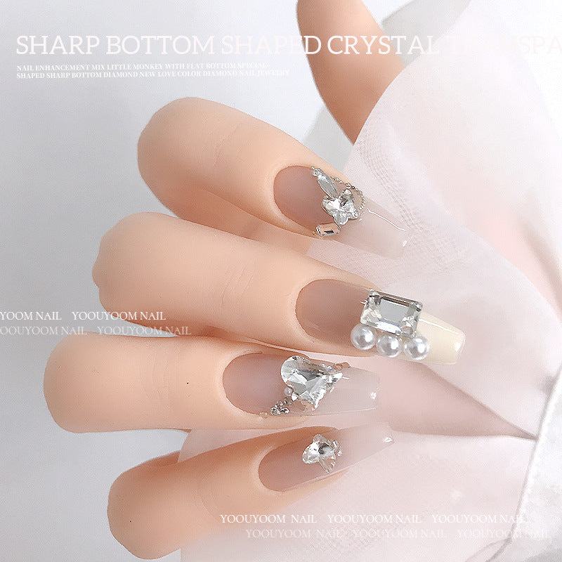 Ornement en strass blanc Super Flash Love Nail Care Nail Art