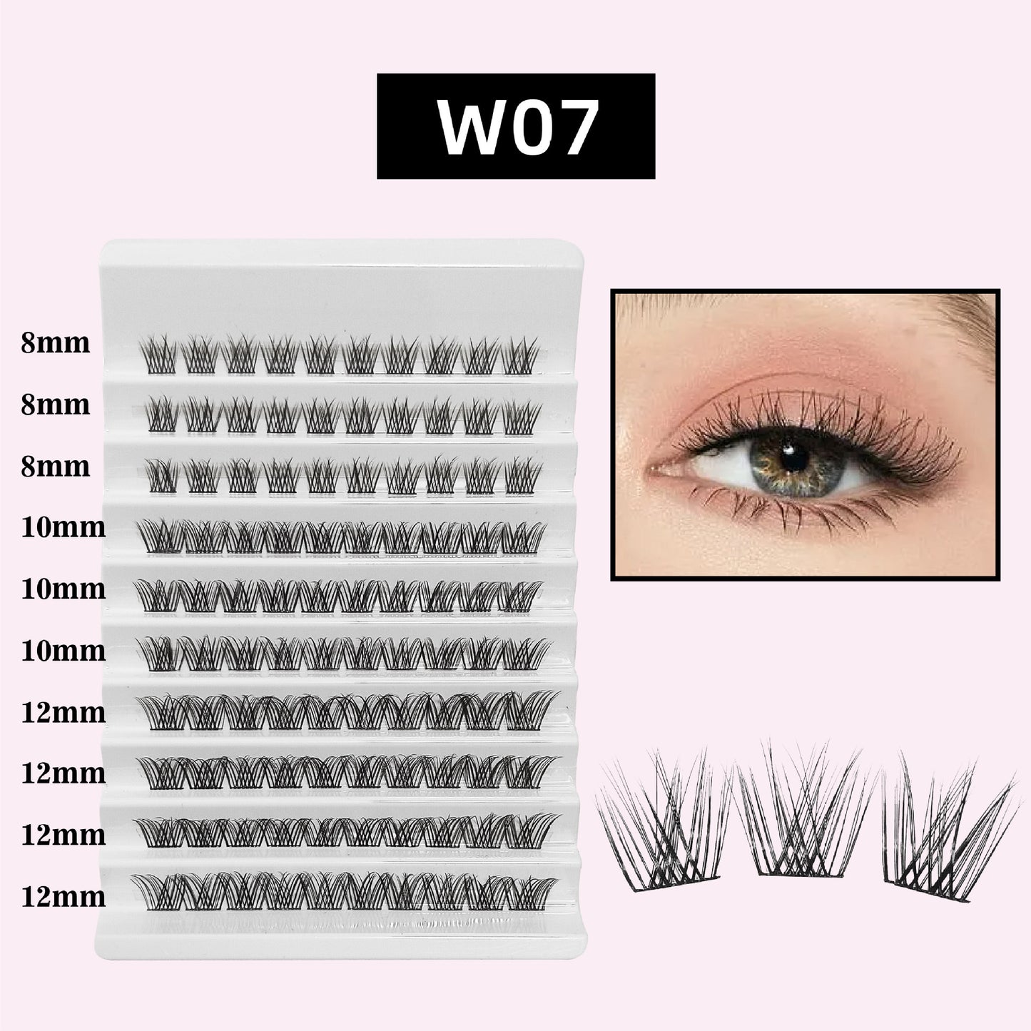 Tray Thick Curl Single Cluster Segmented False Lashes