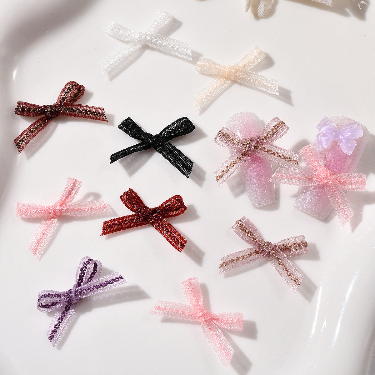 Ribbon Bow Ornament Dream Organza Ballet Nail Care Nail Art