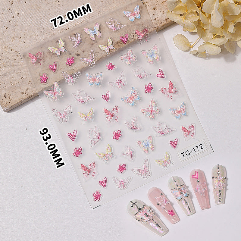 Rose Butterfly Three-dimensional Relief Wind Simple Nail Stickers