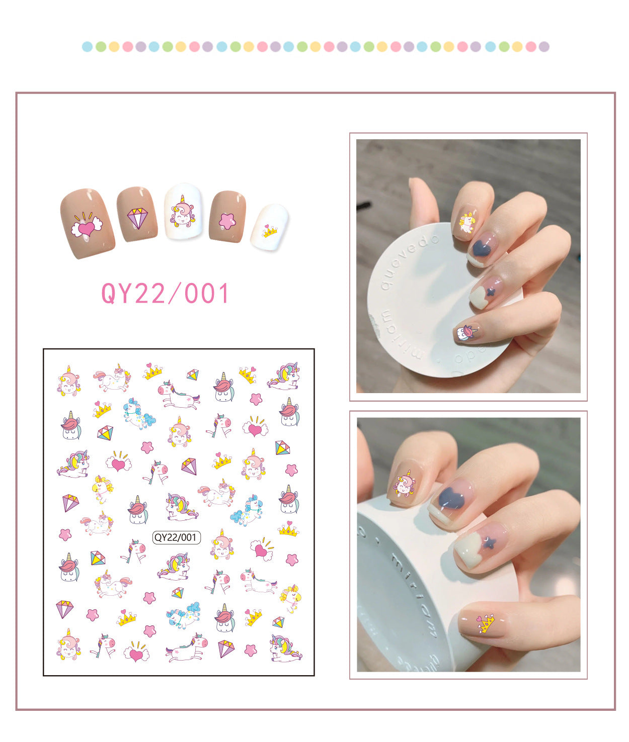 Little Bear Cartoon Cute Animal Unicorn Nail Stickers