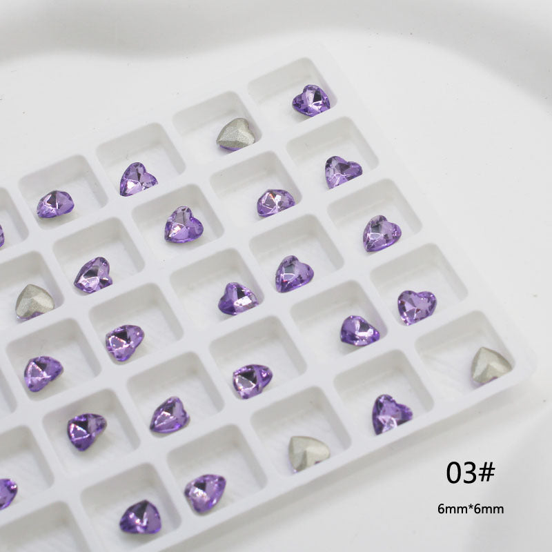 Crystal Purple Pointed Bottom Fancy Shape Diamonds Super Nail Care Nail Art