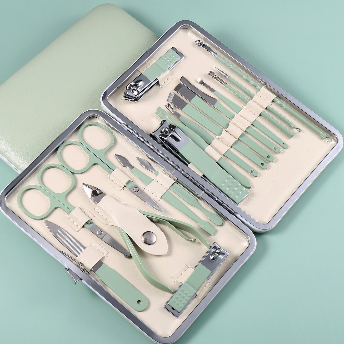 Ensemble de coupe-ongles en acier inoxydable pour manucure verte