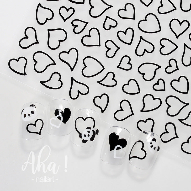 French Paper Hollow Heart With Adhesive Nail Stickers