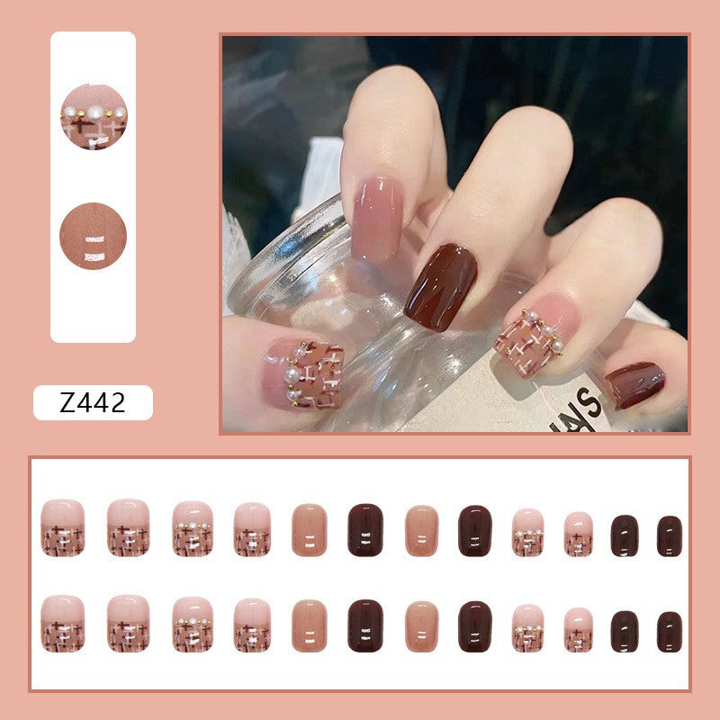 High-grade Short Fake Patch White French Nail Art