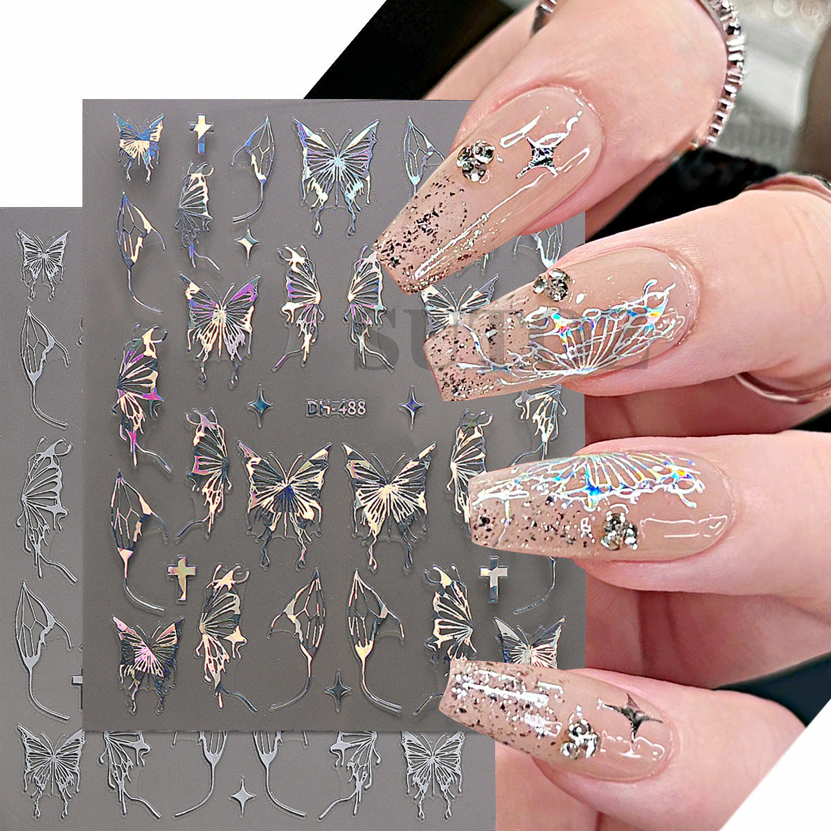 Hot Liquid Three-dimensional Hollow Butterfly Back Nail Stickers