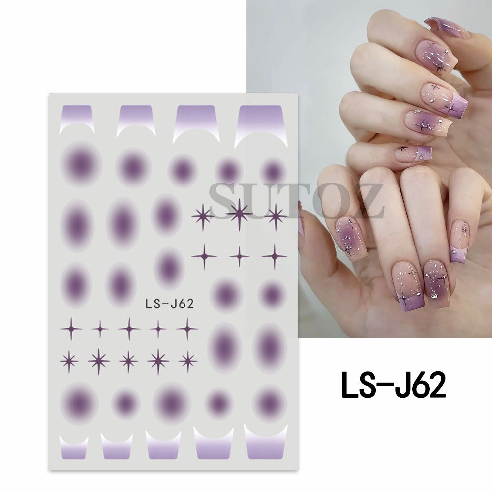 Potato Popular Simplicity Color Smudges Five-pointed Nail Stickers