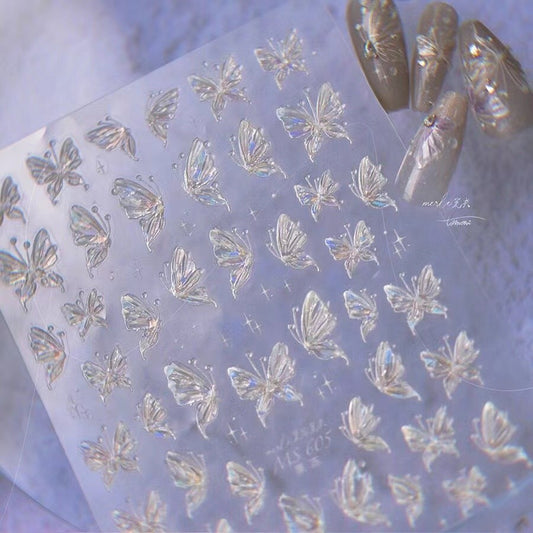 Light Fairy Clear Butterfly Paper Aurora Nail Stickers