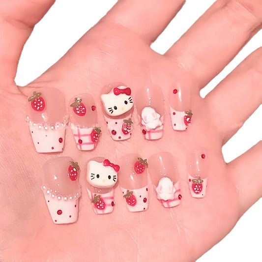 Jam Lying Bunny French Handmade Manicure Wear Nail Stickers