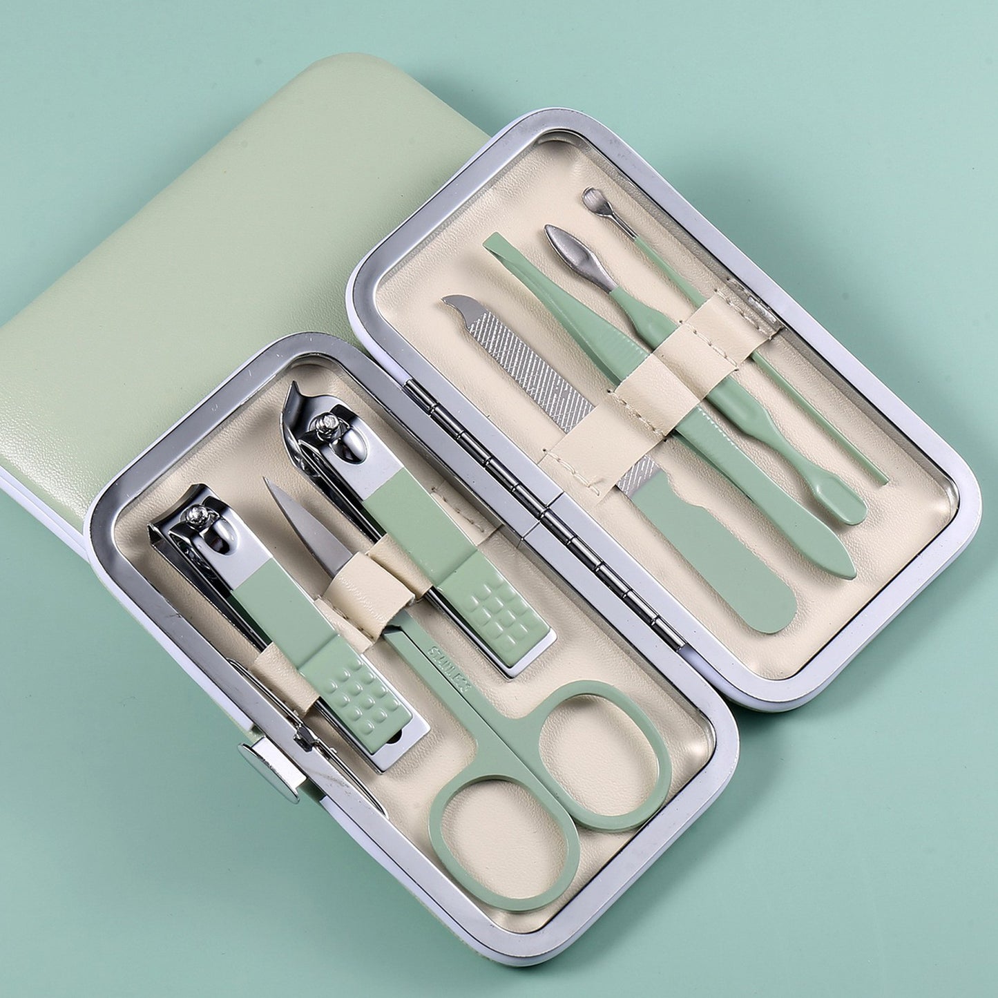 Ensemble de coupe-ongles en acier inoxydable pour manucure verte