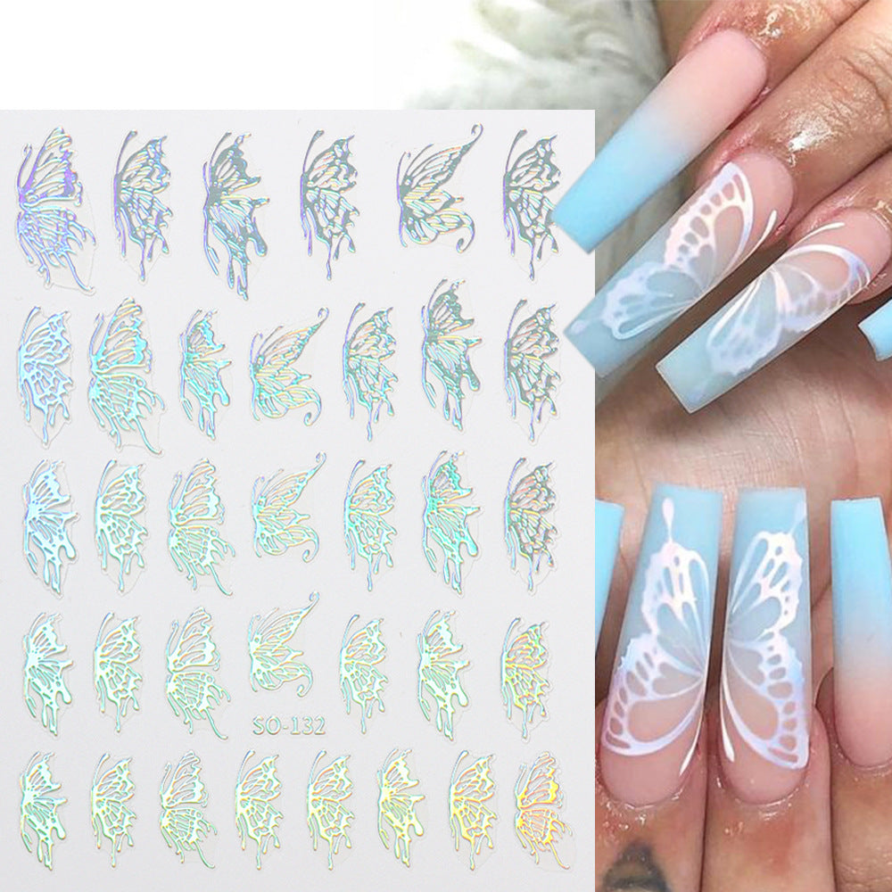 Simple Four-color Butterfly Asterism Love Flame Water Nail Stickers