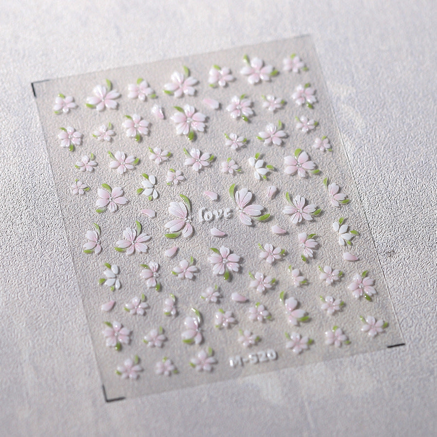 Luxury Little Flower Paper Pink Back Adhesive Nail Stickers