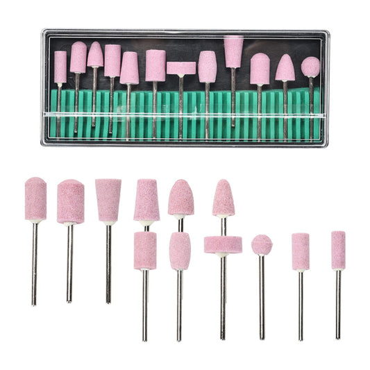 Ensemble d'outils à ongles avec couvercle de support rose pour tête de meulage au sable