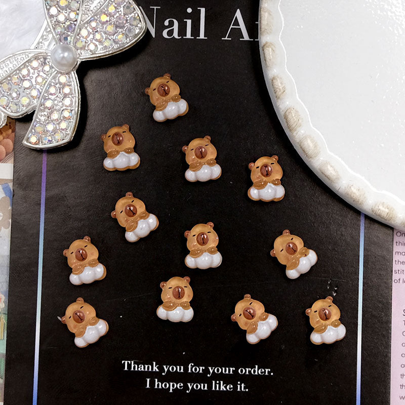 Cute Little Bear Barrettes Phone Case Wear Armor Resin Nail Care Nail Art