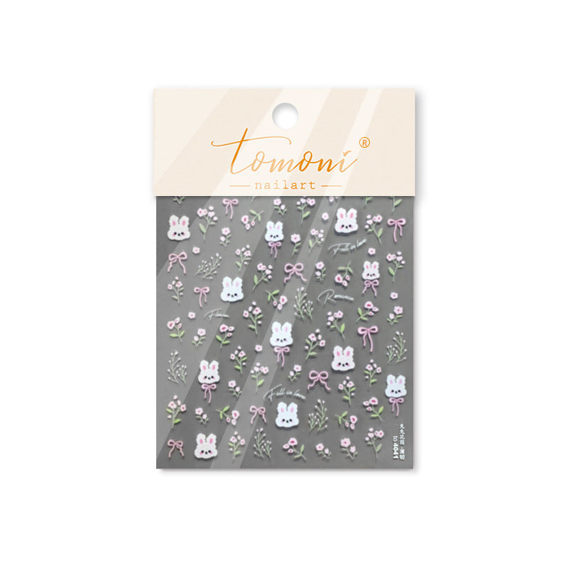 Elegant Thin Tough Cute Rabbit Garden Nail Stickers