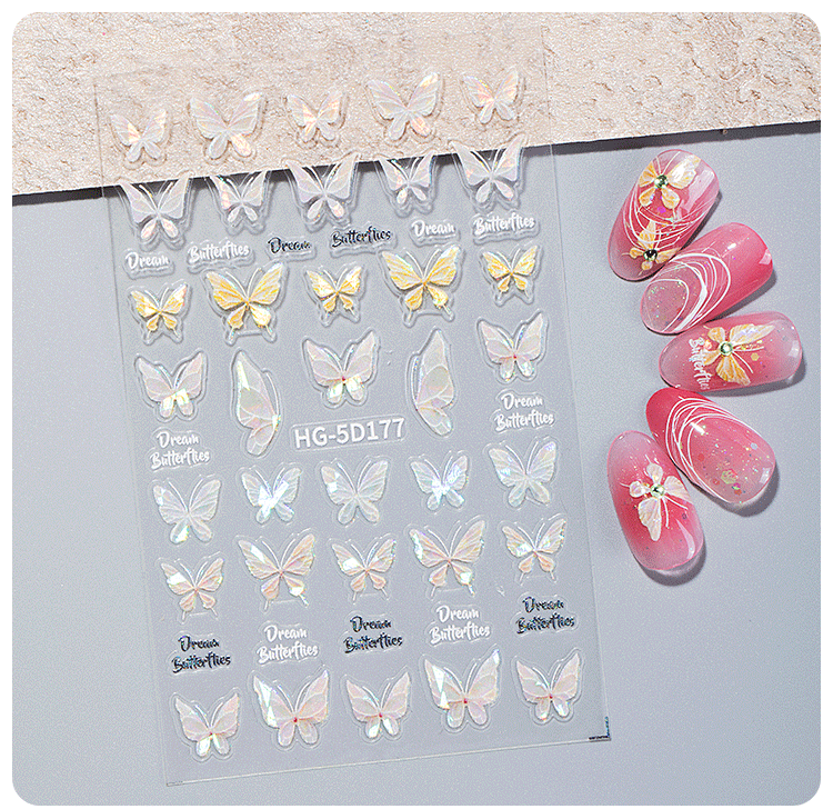 Dream Color Shell Light Butterfly Green Nail Stickers