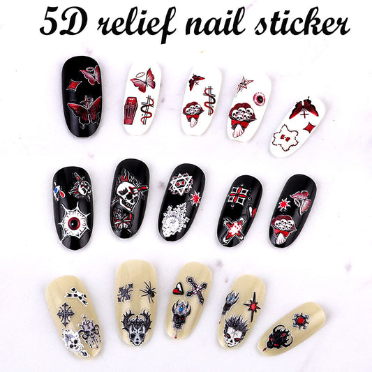 Cartoon Spider Web Ghost Pumpkin Lamp Nail Care Nail Art