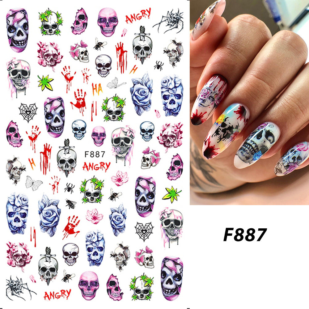 Halloween Red With Colorful Christmas Snowflakes Nail Stickers