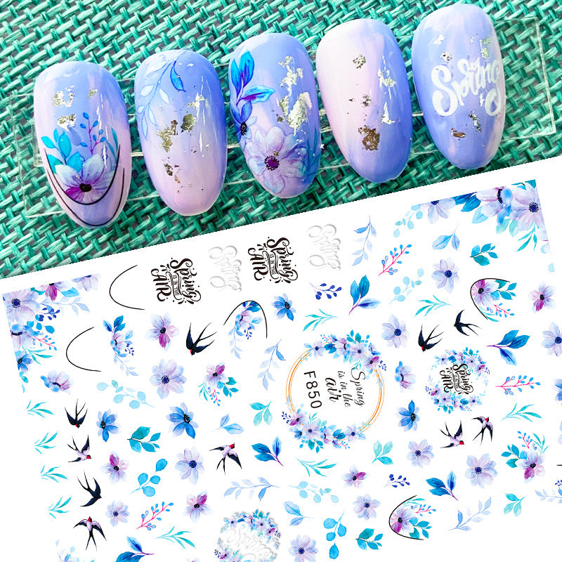 Gummed Little Flower Colorful Small Floral Nail Stickers