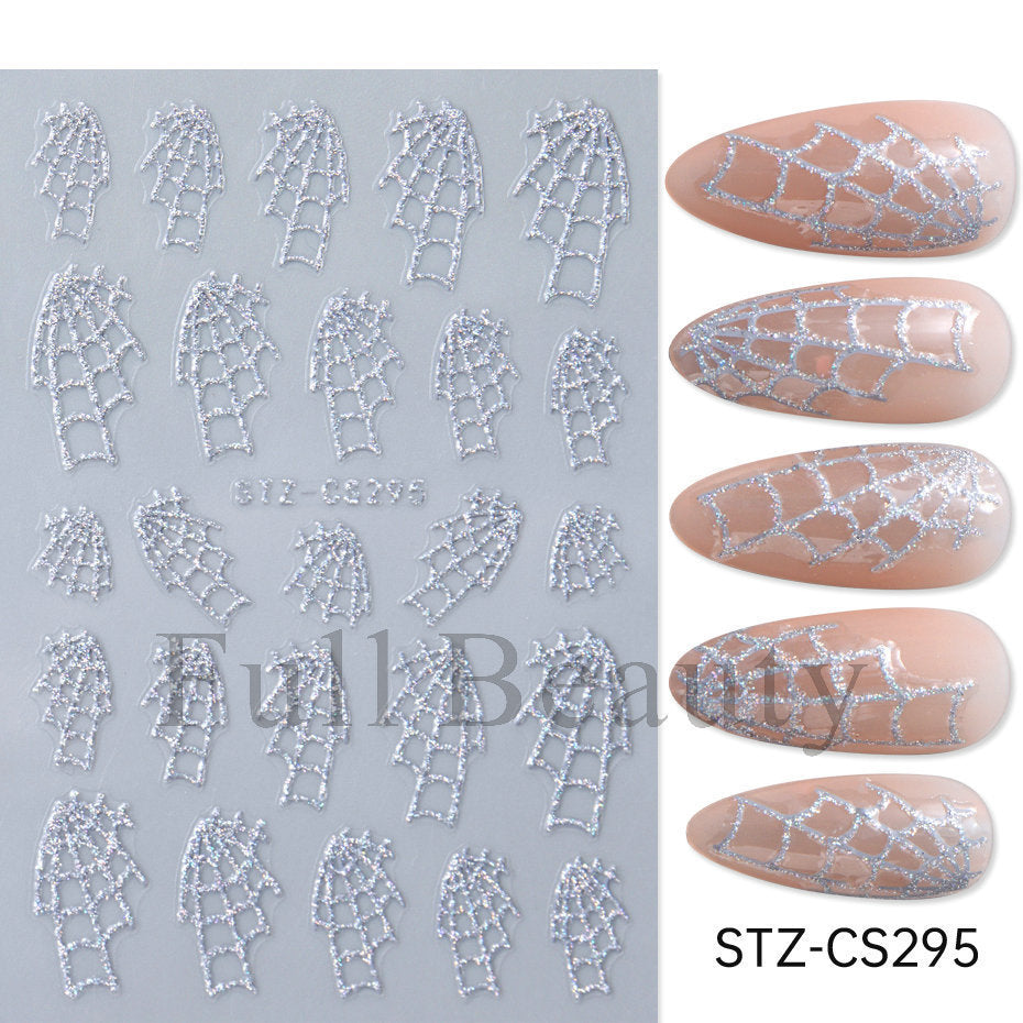 Halloween Pumpkin Love Heart Spider Web Nail Stickers