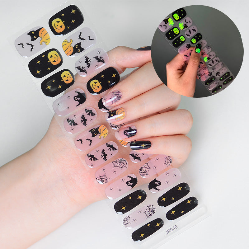 Autocollants pour ongles en gel lumineux classiques et décontractés pour Halloween