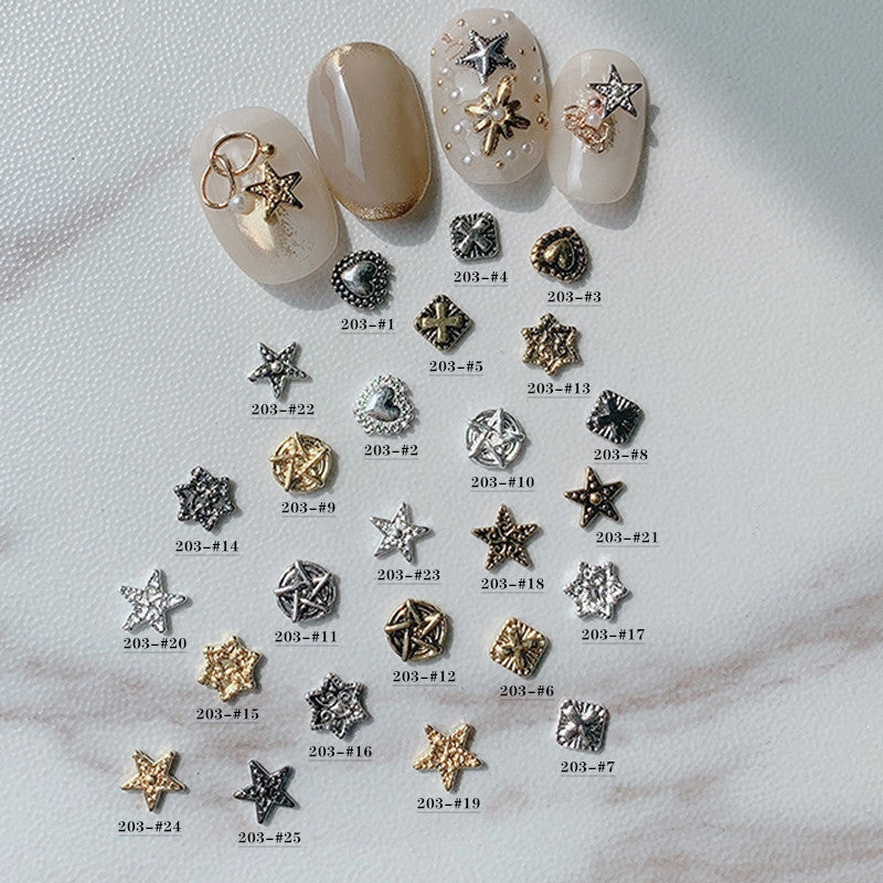 Five-pointed Star Vintage Punk Style Baroque Cross Nail Care Nail Art