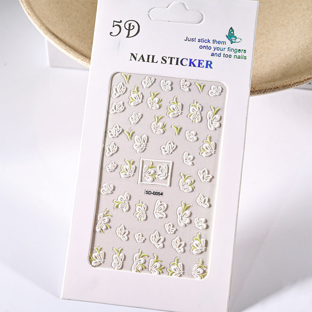 Embossed Tulip Paper Card Packaging Manicures Nail Stickers