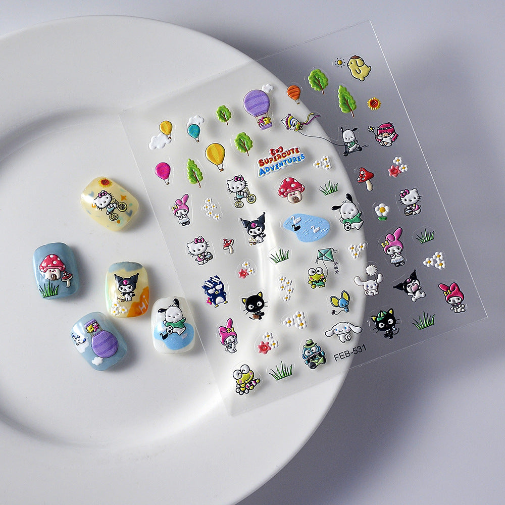 Series Three-dimensional Animal Cartoon Cat Adhesive Nail Stickers